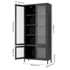Metallschrank mit Glastüren und verstellbaren Einlegeböden