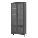 Metallschrank mit Glastüren und verstellbaren Einlegeböden