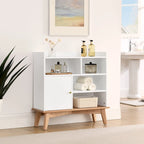 Colorblocking Storage Cabinet with Solid Wood Base & feet, Floor Cabinet