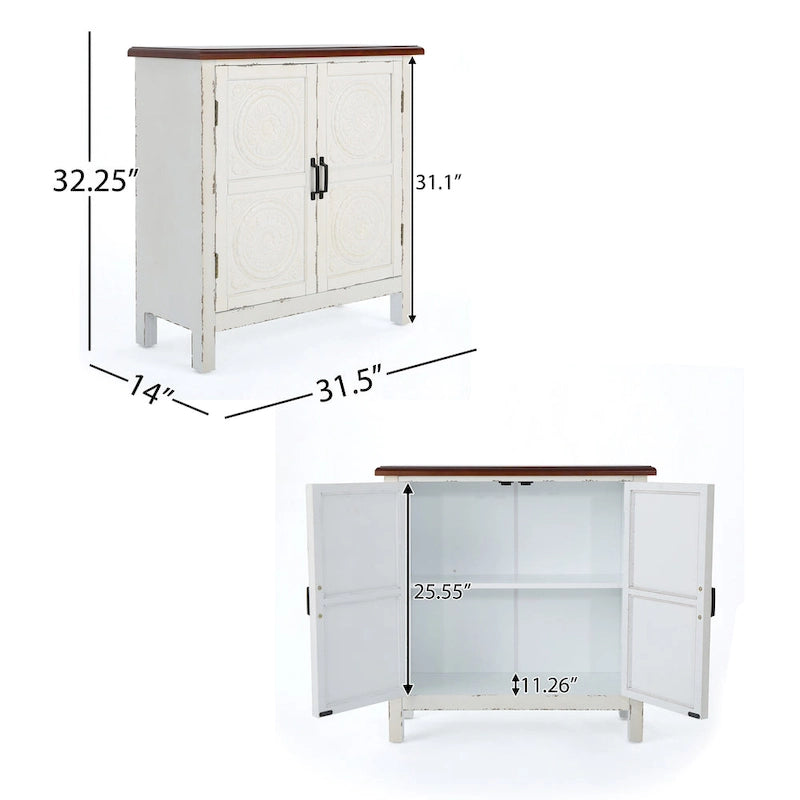 Schrank mit Fliesenfront und Used-Look-Oberfläche