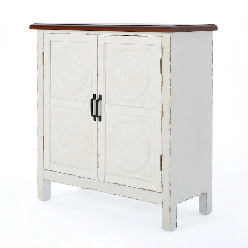 Schrank mit Fliesenfront und Used-Look-Oberfläche