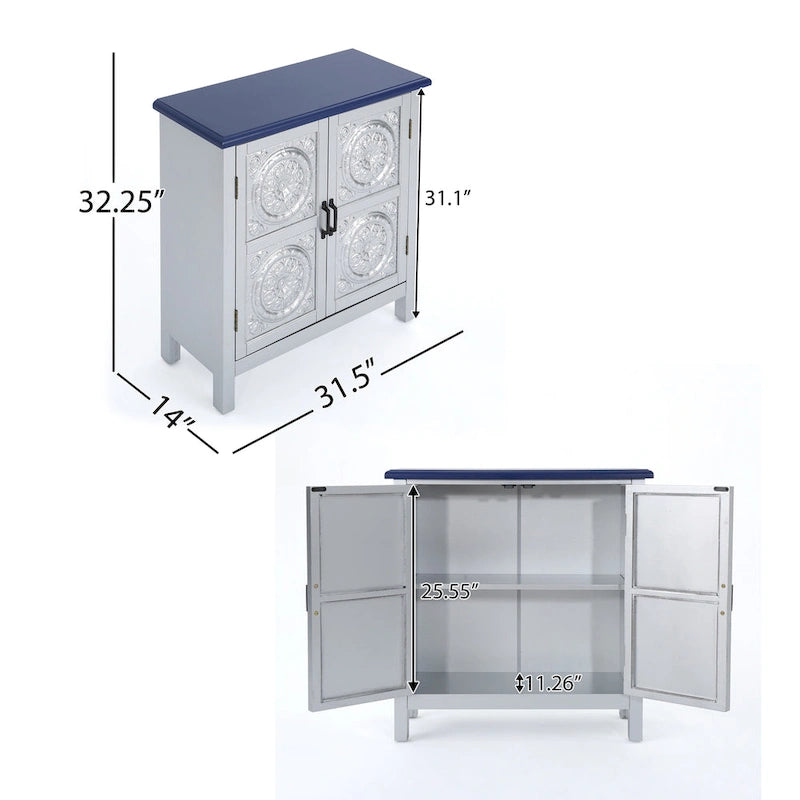 Schrank mit Fliesenfront und Used-Look-Oberfläche