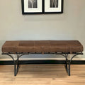 HomeRoots 55 Brown and Black Upholstered Genuine Leather Bench - 55