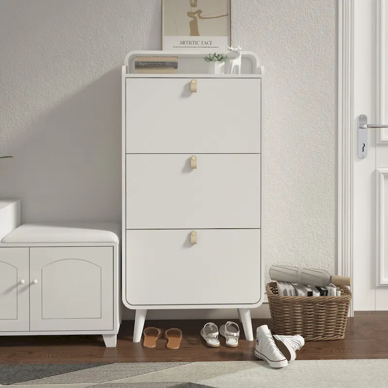 Mueble zapatero de 3 cajones para la entrada - blanco
