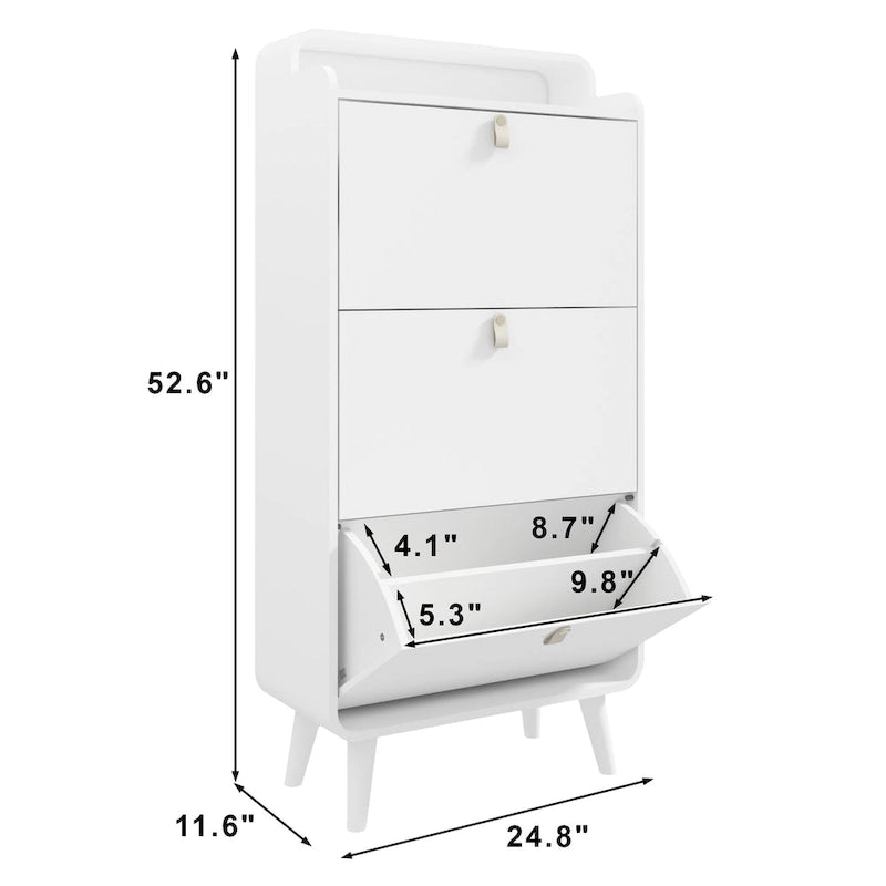 Mueble zapatero de 3 cajones para la entrada - blanco