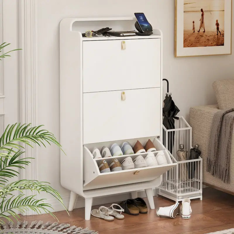 Mueble zapatero de 3 cajones para la entrada - blanco