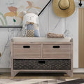 Schuhbank für den Eingangsbereich mit Stauraum, gepolstertem Sitzkissen, 2 Schubladen und herausnehmbarem Korb