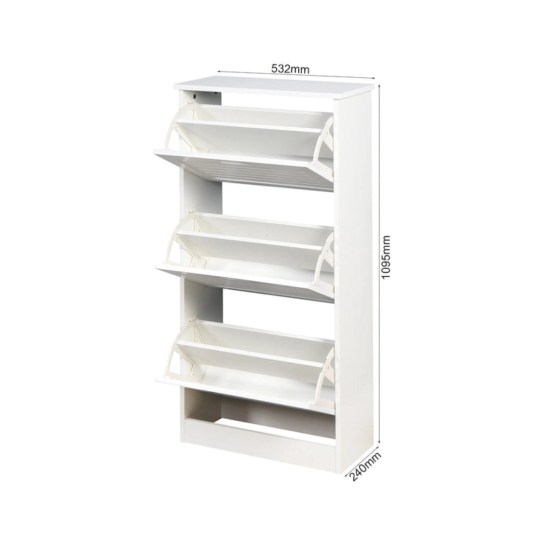 Meuble à chaussures à 6 compartiments avec portes basculantes – blanc