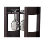 Floor Wine Rack - 12-Bottle Wine Storage Shelf with Wine Glass Holder, Cherry