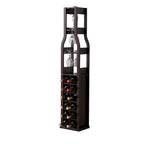 Floor Wine Rack - 12-Bottle Wine Storage Shelf with Wine Glass Holder, Cherry