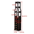 Floor Wine Rack - 12-Bottle Wine Storage Shelf with Wine Glass Holder, Cherry
