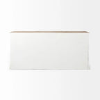 Aparador de madera maciza blanco con molduras negras y vitrinas - 75L x 20.8W x 34.3H