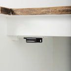 Aparador de madera maciza blanco con molduras negras y vitrinas - 75L x 20.8W x 34.3H