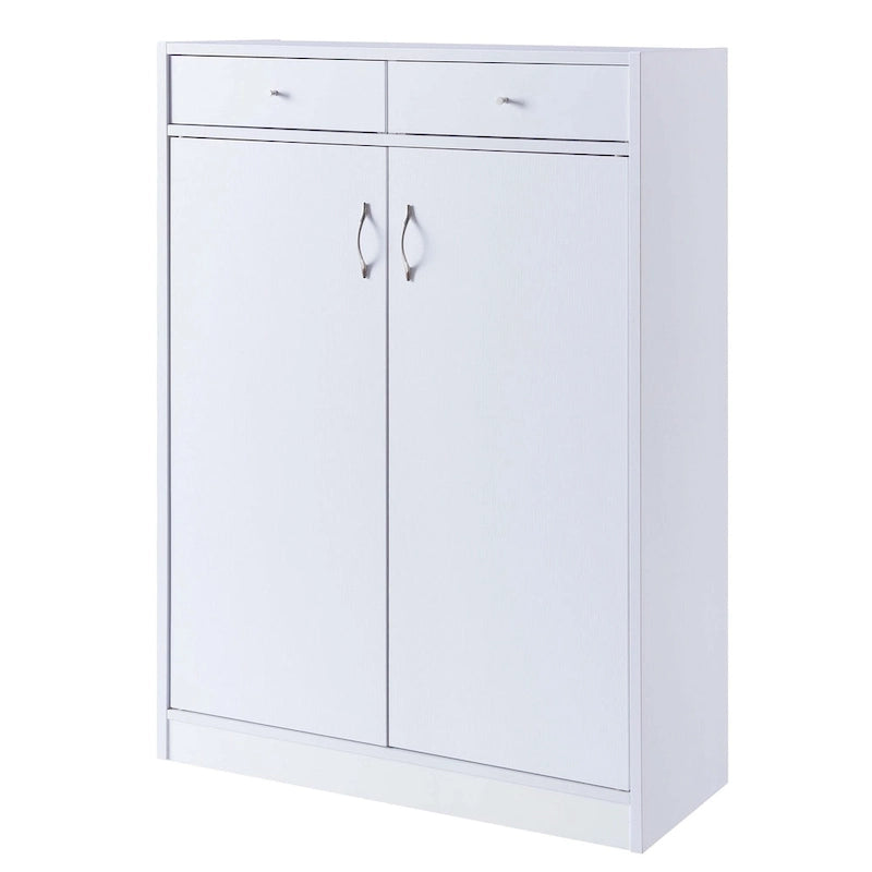 47 Inch 2 Door Wooden Shoe Cabinet, White