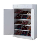2-Door Wooden Shoe Cabinet with Drawers – White