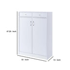 2-Door Wooden Shoe Cabinet with Drawers – White