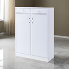 2-Door Wooden Shoe Cabinet with Drawers – White