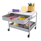 Carrito de almacenamiento e impresora para debajo del escritorio, plateado/blanco