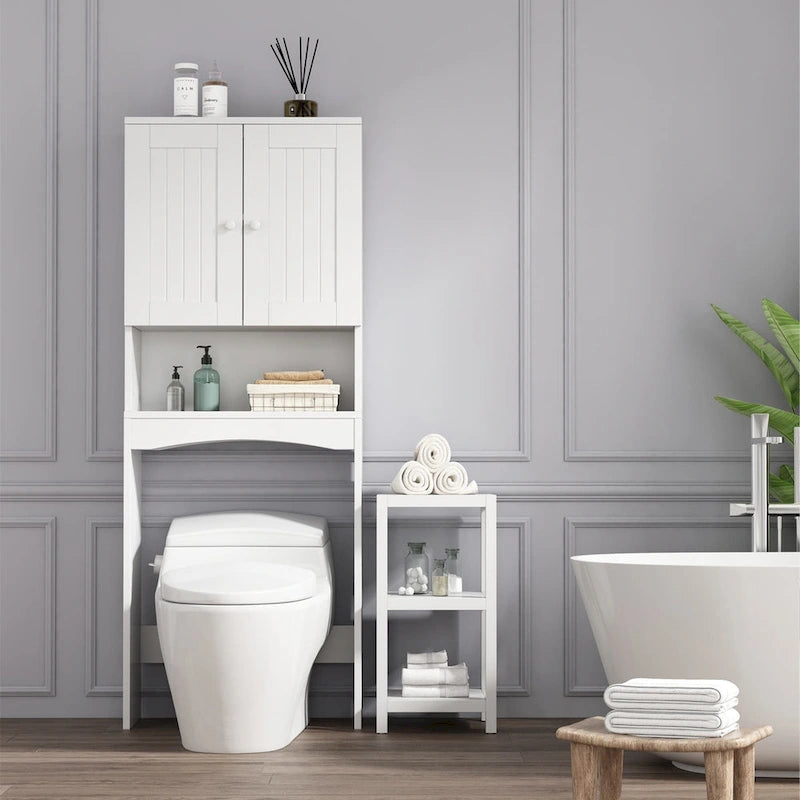 Badezimmerschrank über der Toilette - 23.6"W x 9"L x 61.8"H, weiß