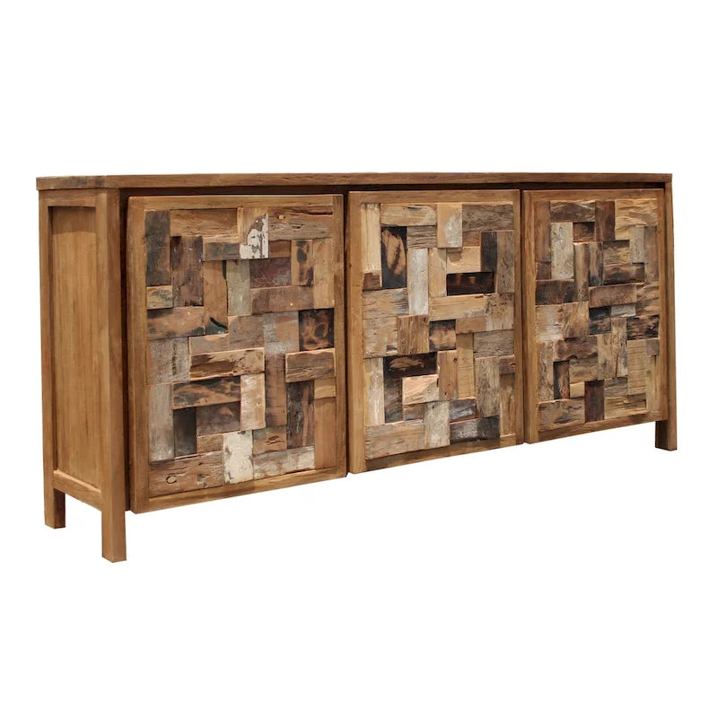 Armario para ropa de baño de madera de teca reciclada con 3 puertas