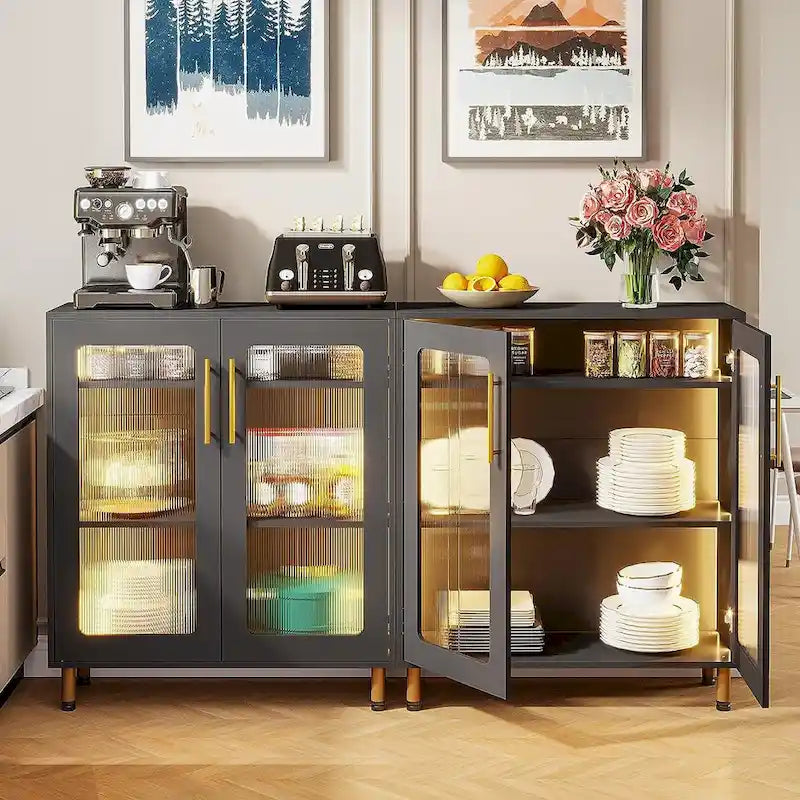 Buffetschrank mit Stauraum und dekorativer LED-Beleuchtung