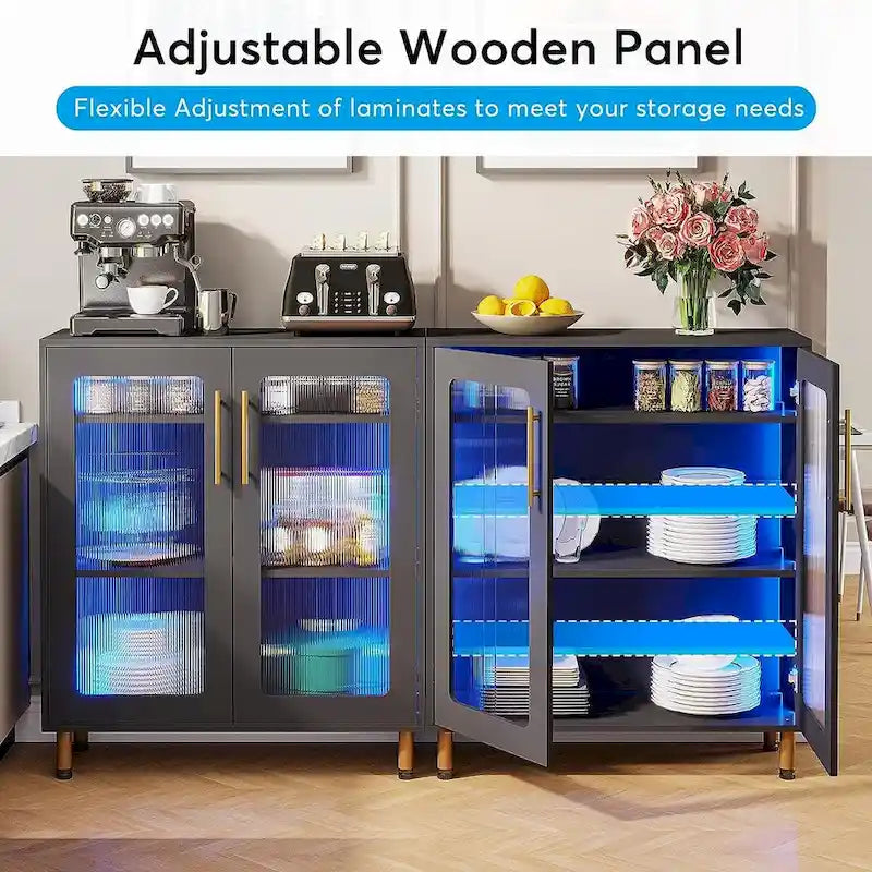 Buffetschrank mit Stauraum und dekorativer LED-Beleuchtung