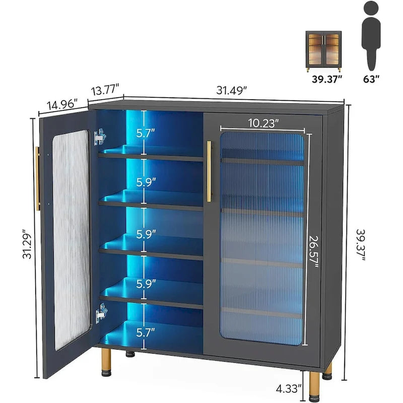 Buffetschrank mit Stauraum und dekorativer LED-Beleuchtung