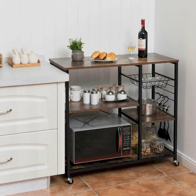 Estante de almacenamiento de cocina con ruedas y 3 niveles