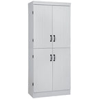 Despensa de cocina independiente de 70 pulgadas con 4 puertas y estantes de 6 niveles, gris