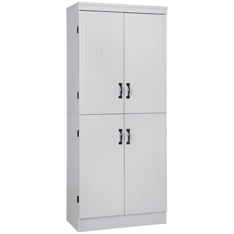 Despensa de cocina independiente de 70 pulgadas con 4 puertas y estantes de 6 niveles, gris