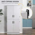Despensa de cocina independiente de 70 pulgadas con 4 puertas y estantes de 6 niveles, gris