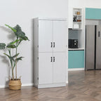 Despensa de cocina independiente de 70 pulgadas con 4 puertas y estantes de 6 niveles, gris