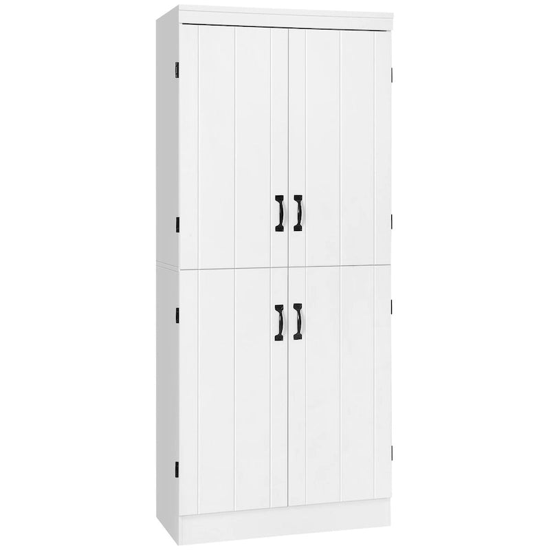 Despensa de cocina independiente de 70 pulgadas con 4 puertas y estantes de 6 niveles, gris