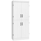 Despensa de cocina independiente de 70 pulgadas con 4 puertas y estantes de 6 niveles, gris