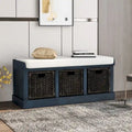 Banc de rangement avec paniers en rotin et coussin amovible