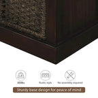 Banc de rangement avec paniers en rotin et coussin amovible