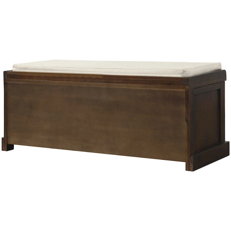 Banc de rangement avec paniers en rotin et coussin amovible