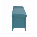 Panca contenitore in legno con cesti in rattan - blu
