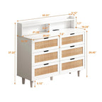 Rattan-Aufbewahrungsschrank mit 6 Schubladen und LED-Regal