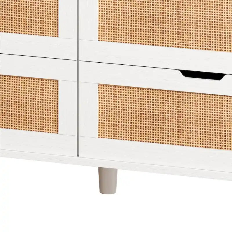 Rattan-Aufbewahrungsschrank mit 6 Schubladen und LED-Regal