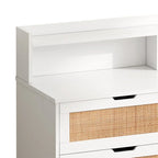 Rattan-Aufbewahrungsschrank mit 6 Schubladen und LED-Regal