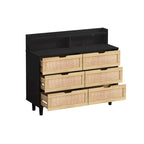 Rattan-Aufbewahrungsschrank mit 6 Schubladen und LED-Regal