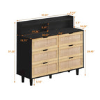 Rattan-Aufbewahrungsschrank mit 6 Schubladen und LED-Regal