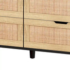 Rattan-Aufbewahrungsschrank mit 6 Schubladen und LED-Regal