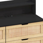Rattan-Aufbewahrungsschrank mit 6 Schubladen und LED-Regal