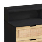 Rattan-Aufbewahrungsschrank mit 6 Schubladen und LED-Regal