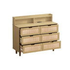 Rattan-Aufbewahrungsschrank mit 6 Schubladen und LED-Regal