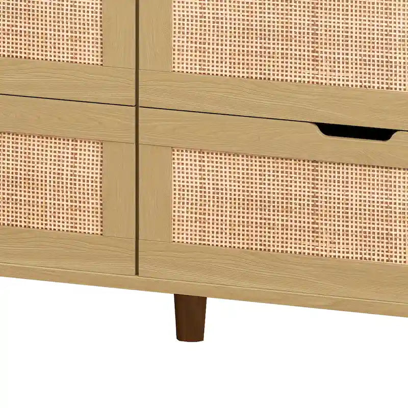 Rattan-Aufbewahrungsschrank mit 6 Schubladen und LED-Regal
