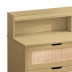 Rattan-Aufbewahrungsschrank mit 6 Schubladen und LED-Regal