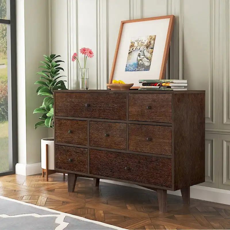 Credenza a cassetti in legno massello con funzione di buffet e vano contenitore con tavolo consolle